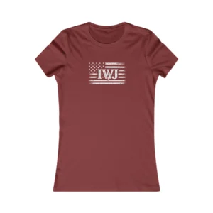 Women’s IWJ Flag Tee | Faith & Freedom Christian Shirt | Front Graphic