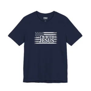 I'm With Jesus Flag Tee | Faith Freedom Shirt | Front Graphic