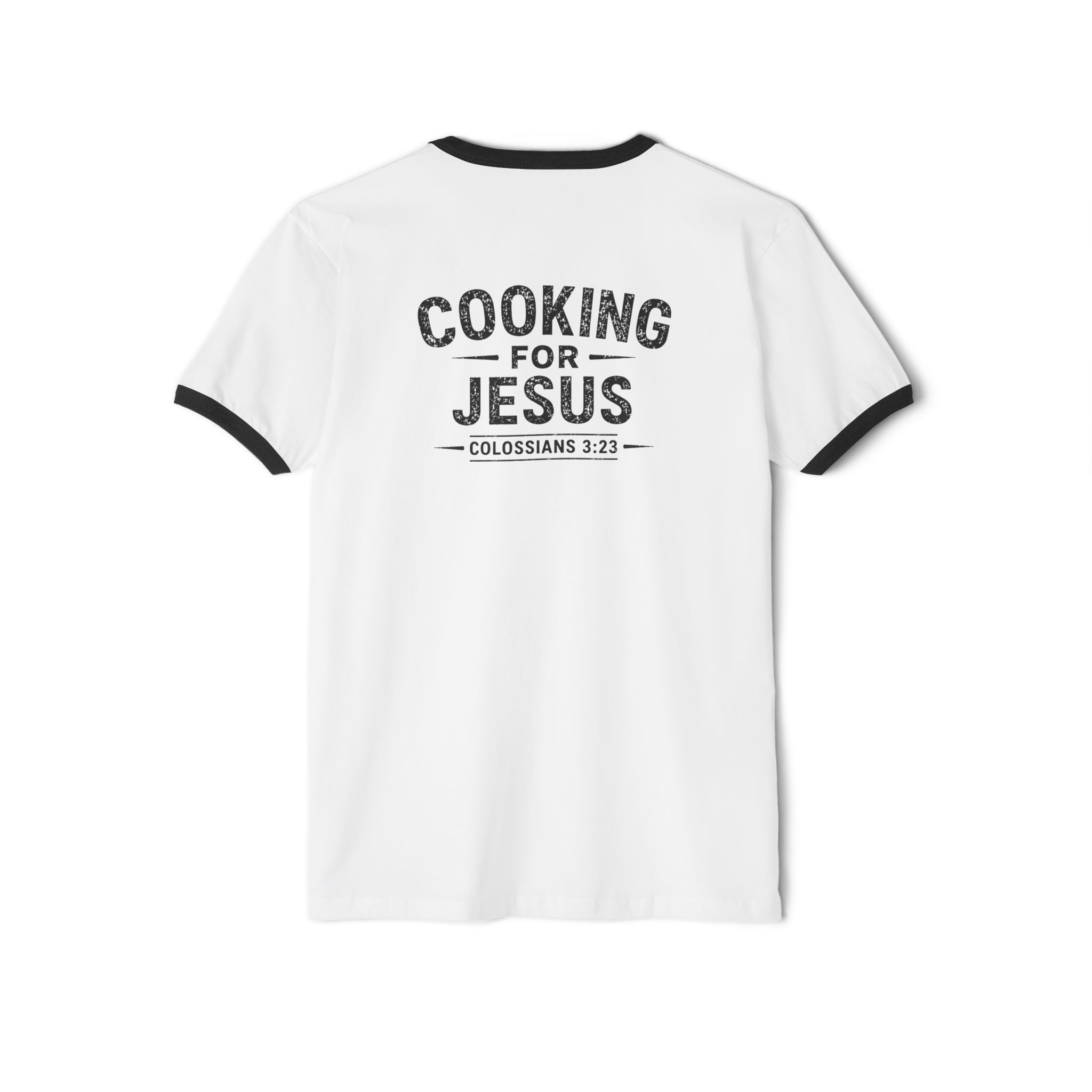 Cooking for Jesus Shirt Ringer T-Shirt | Colossians 3:23 Tee | IWJ