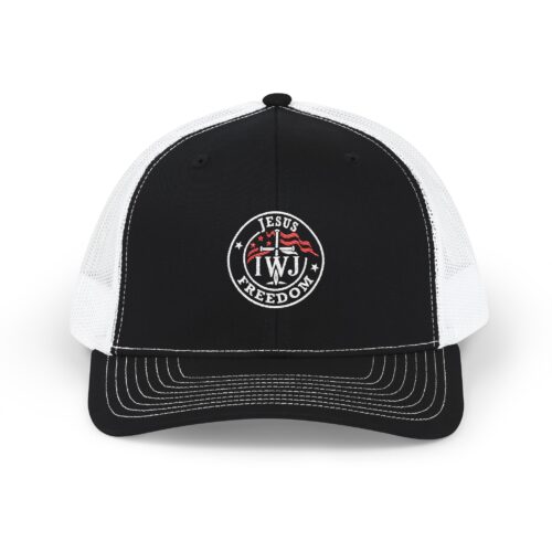 IWJ USA Flag Trucker Hat | Jesus Freedom | Embroidered Cap