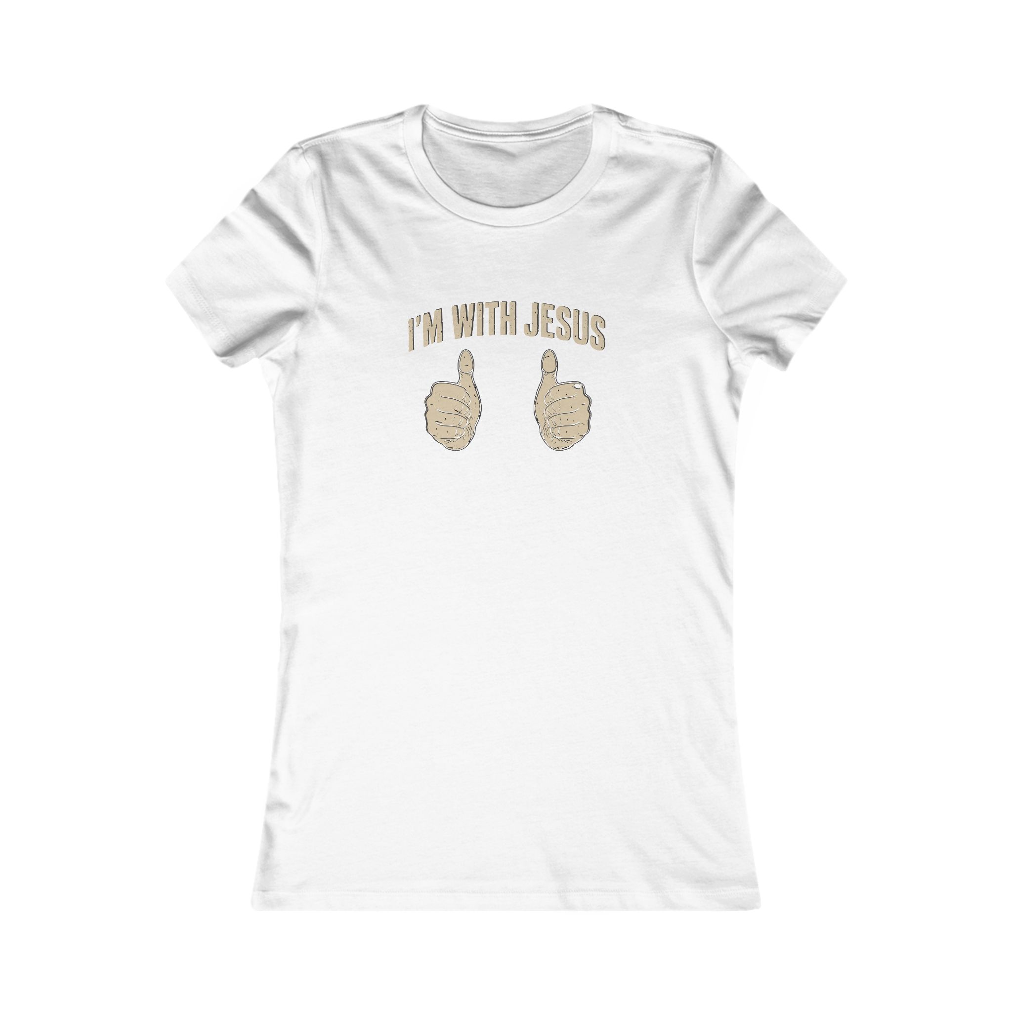 Women’s Christian T-Shirt “I’m With Jesus” Thumbs Up - Image 4
