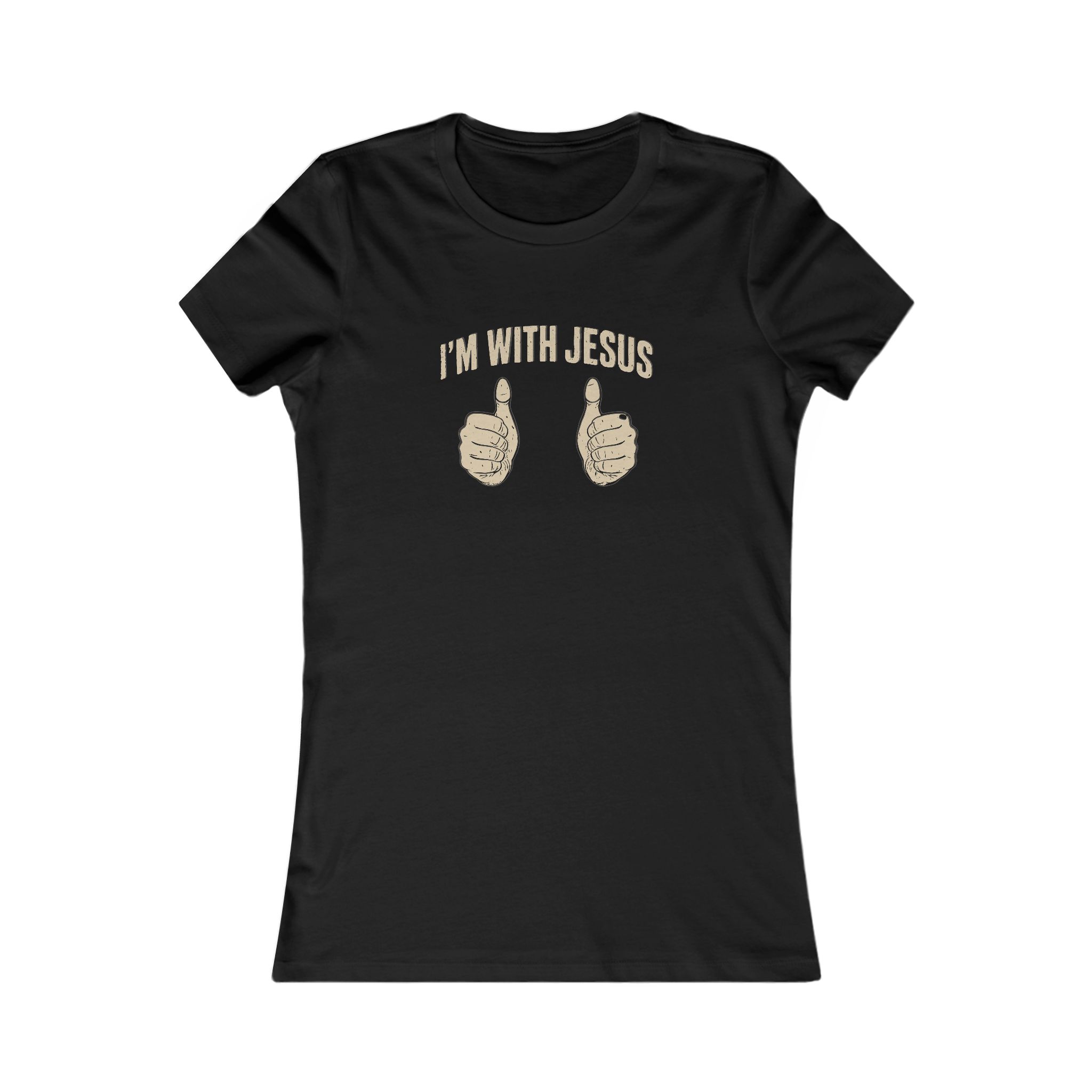 Women’s Christian T-Shirt “I’m With Jesus” Thumbs Up - Image 7