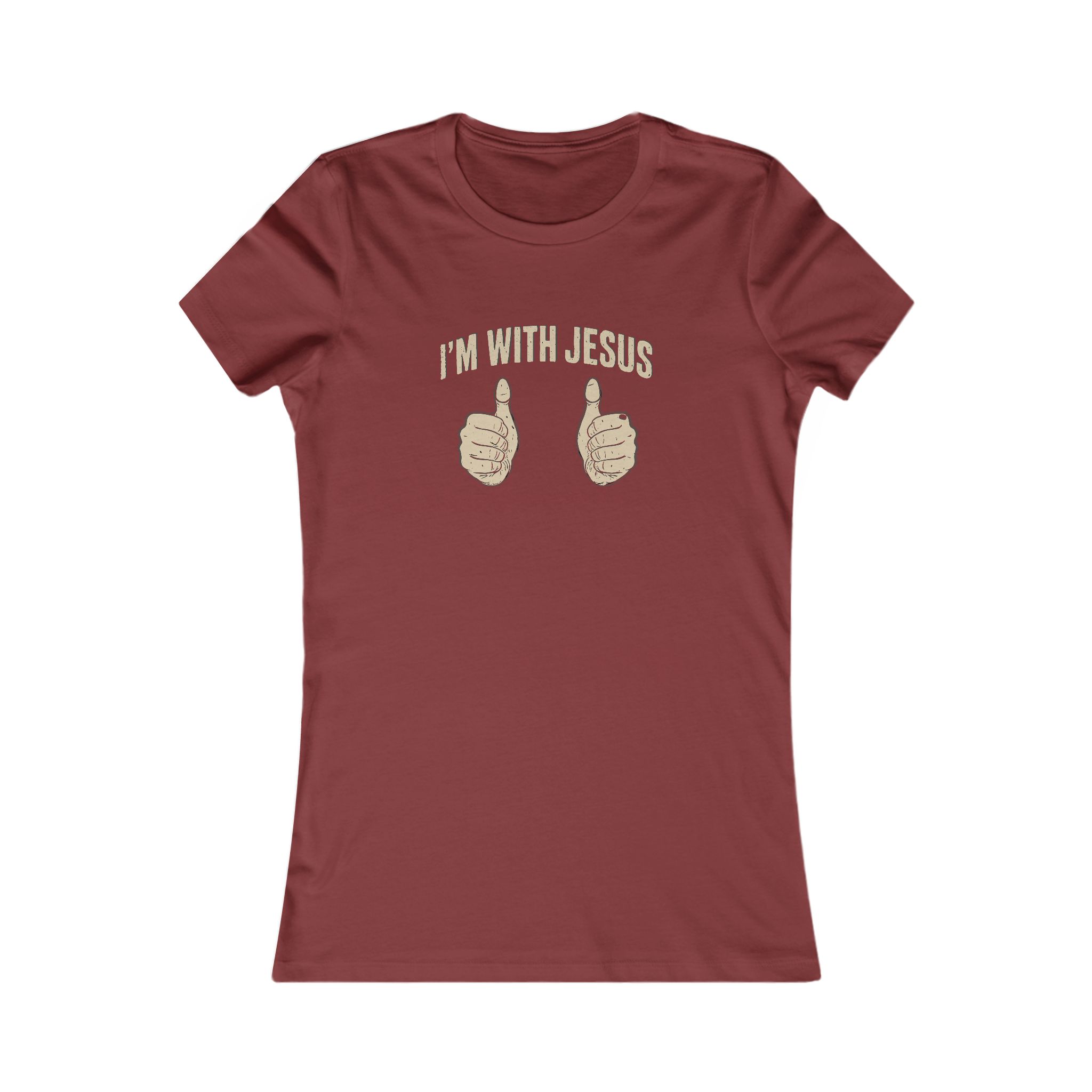 Women’s Christian T-Shirt “I’m With Jesus” Thumbs Up - Image 10
