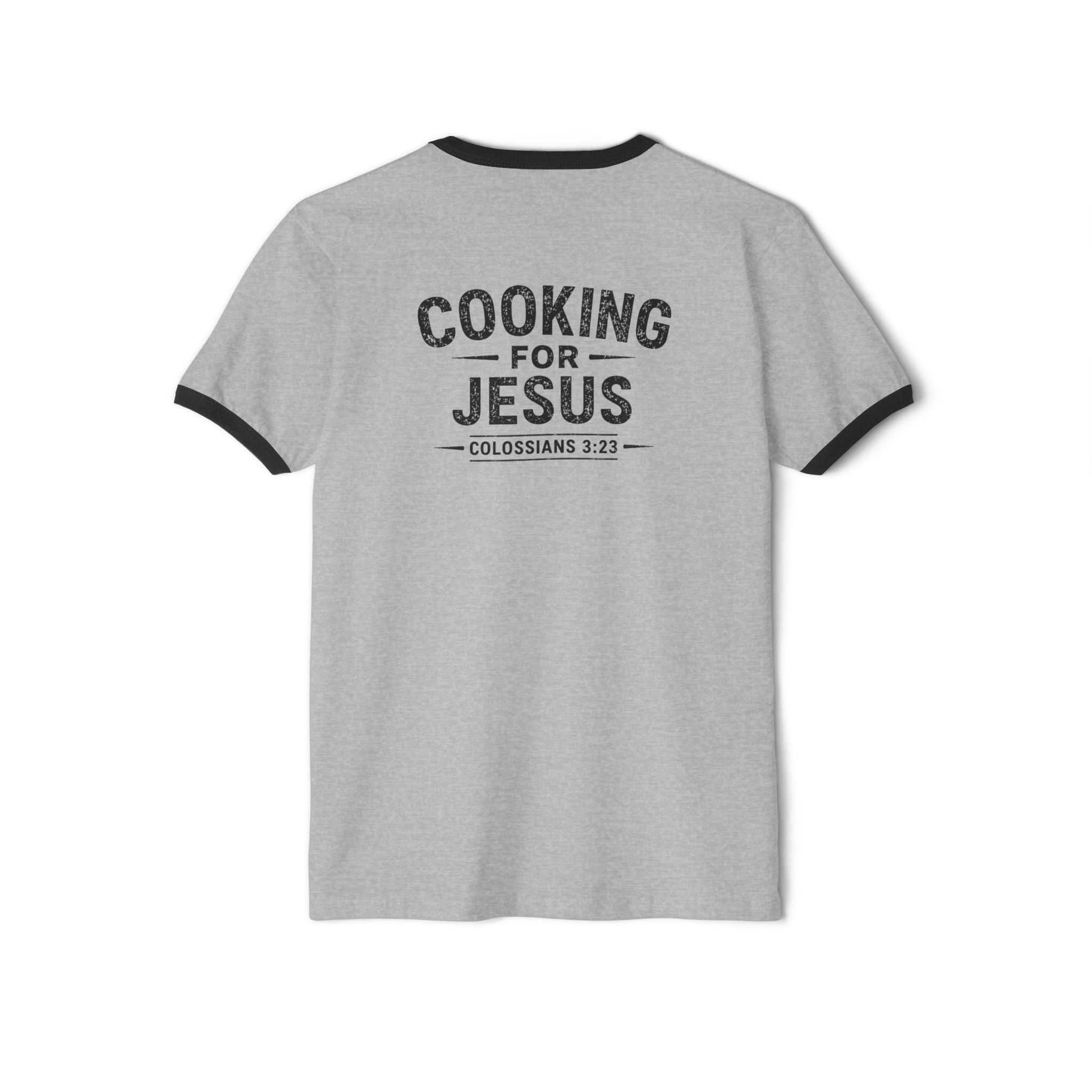 Cooking for Jesus Men's & Women's Ringer T-Shirt | Colossians 3:23 Tee | IWJ - Image 6