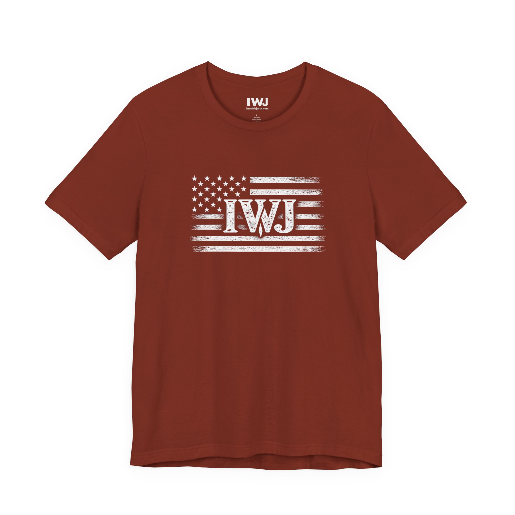 IWJ Flag Tee | Faith & Freedom Christian Shirt | Front Graphic - Image 2