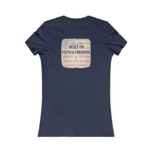 Faith & Freedom Women’s IWJ Graphic Tee | Vintage USA Flag Shirt