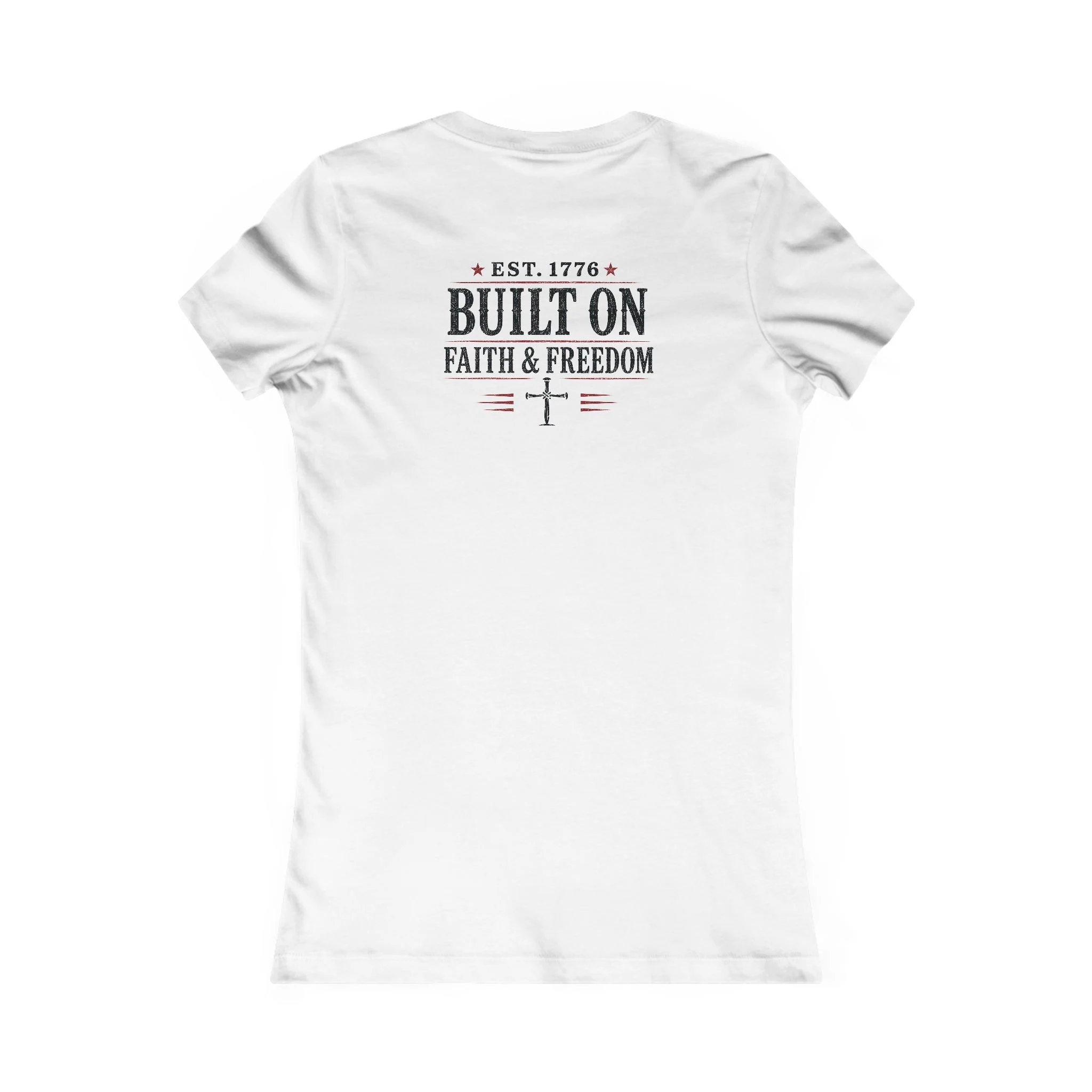 Women’s Built on Faith IWJ USA T-Shirt | EST. 1776 Patriotic Tee - Image 8
