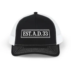 IWJ EST. A.D. 33 Trucker Hat | I'm With Jesus Cream Patch Hat