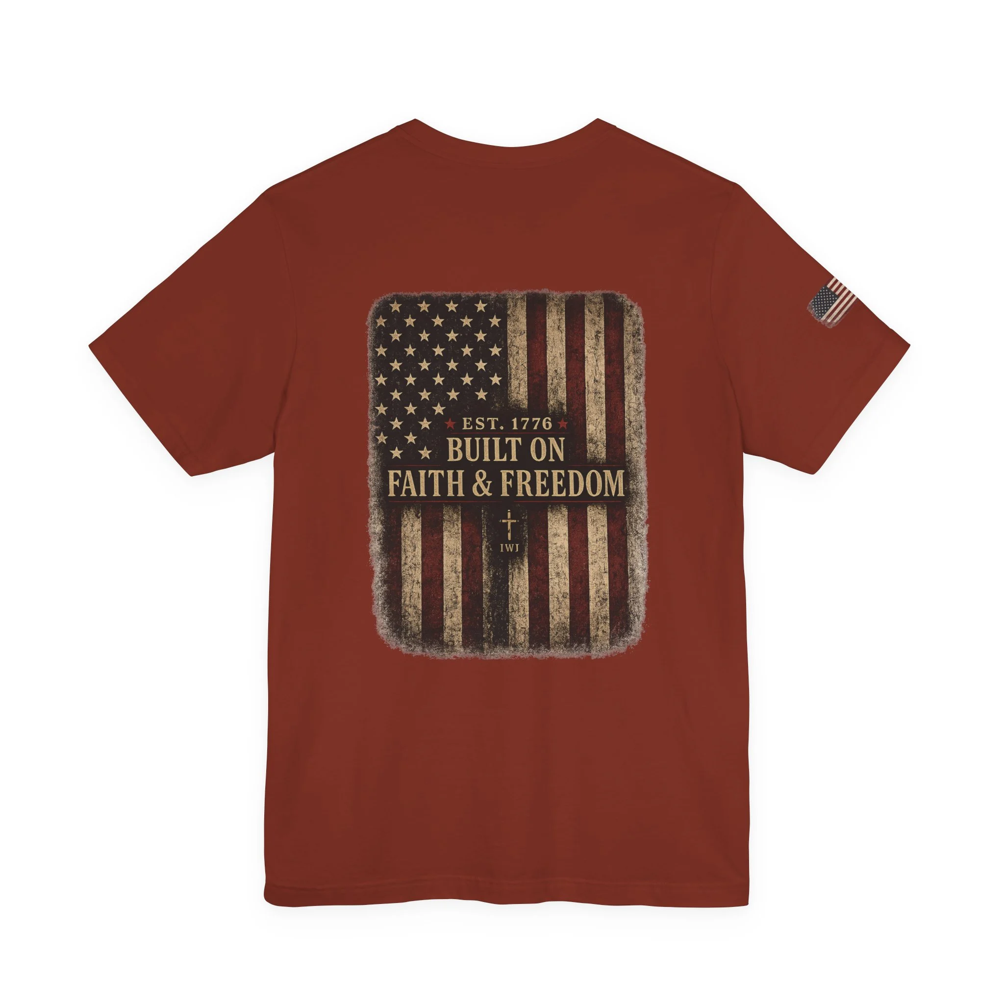 Faith & Freedom Flag IWJ Graphic Tee | Vintage USA Shirt - Image 6