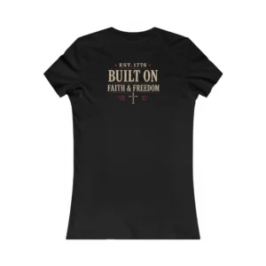 Women’s Built on Faith IWJ USA T-Shirt | EST. 1776 Patriotic Tee