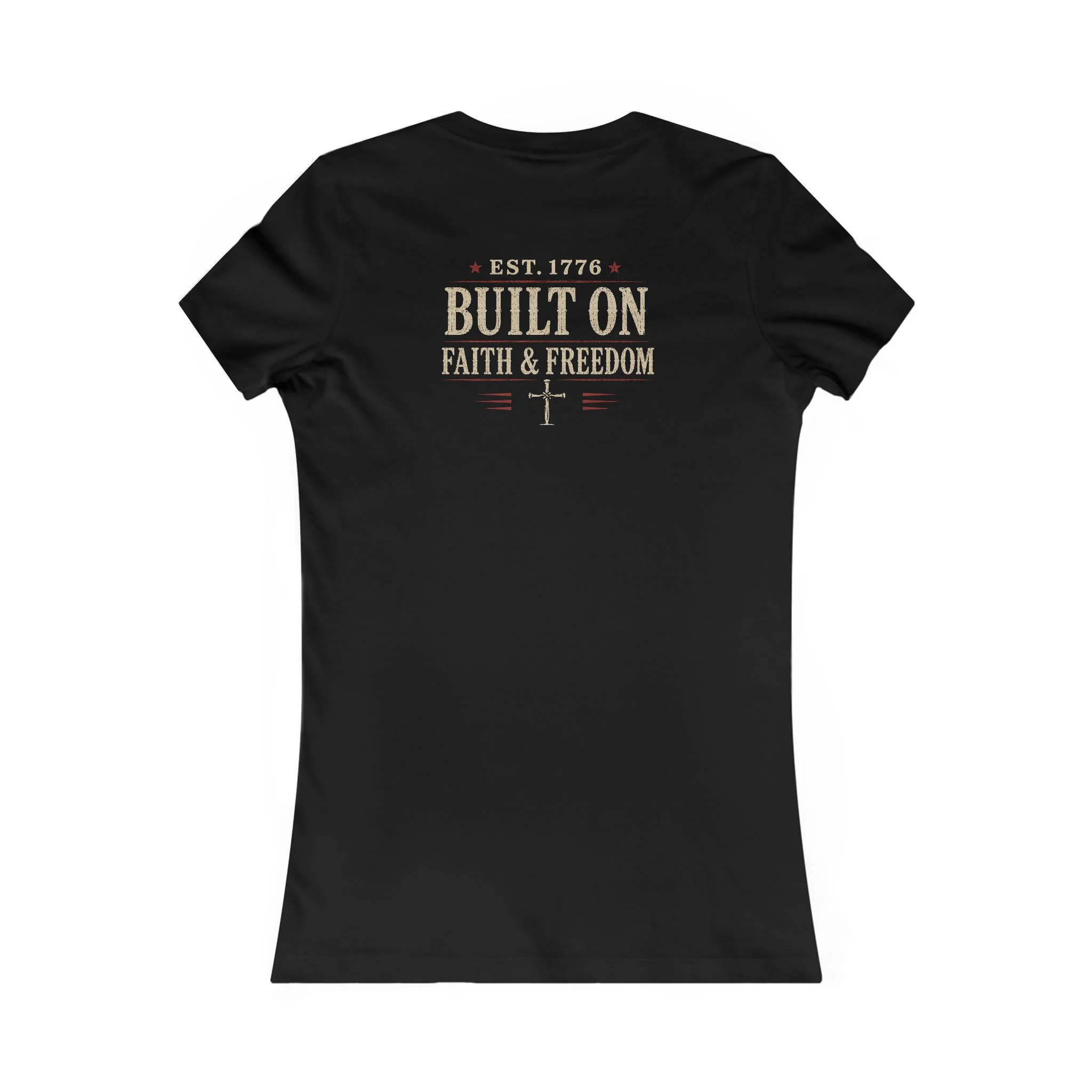 Women’s Built on Faith IWJ USA T-Shirt | EST. 1776 Patriotic Tee