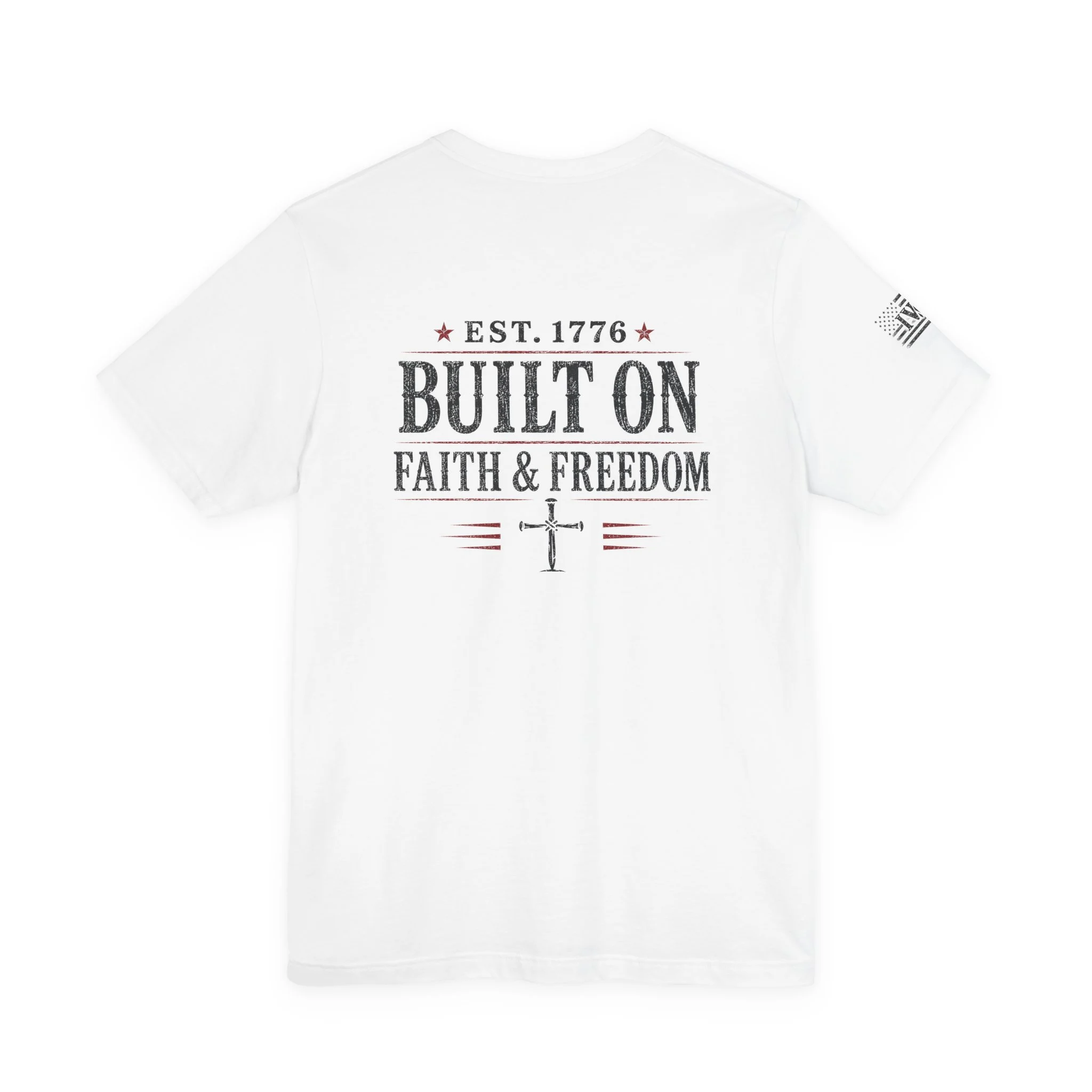 Built on Fatih IWJ USA T-Shirt | EST. 1776 Patriotic Faith Tee - Image 6