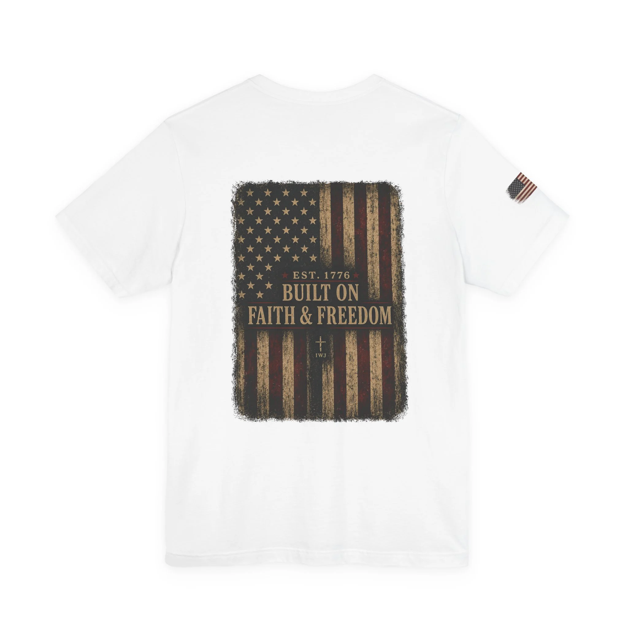 Faith & Freedom Flag IWJ Graphic Tee | Vintage USA Shirt - Image 4