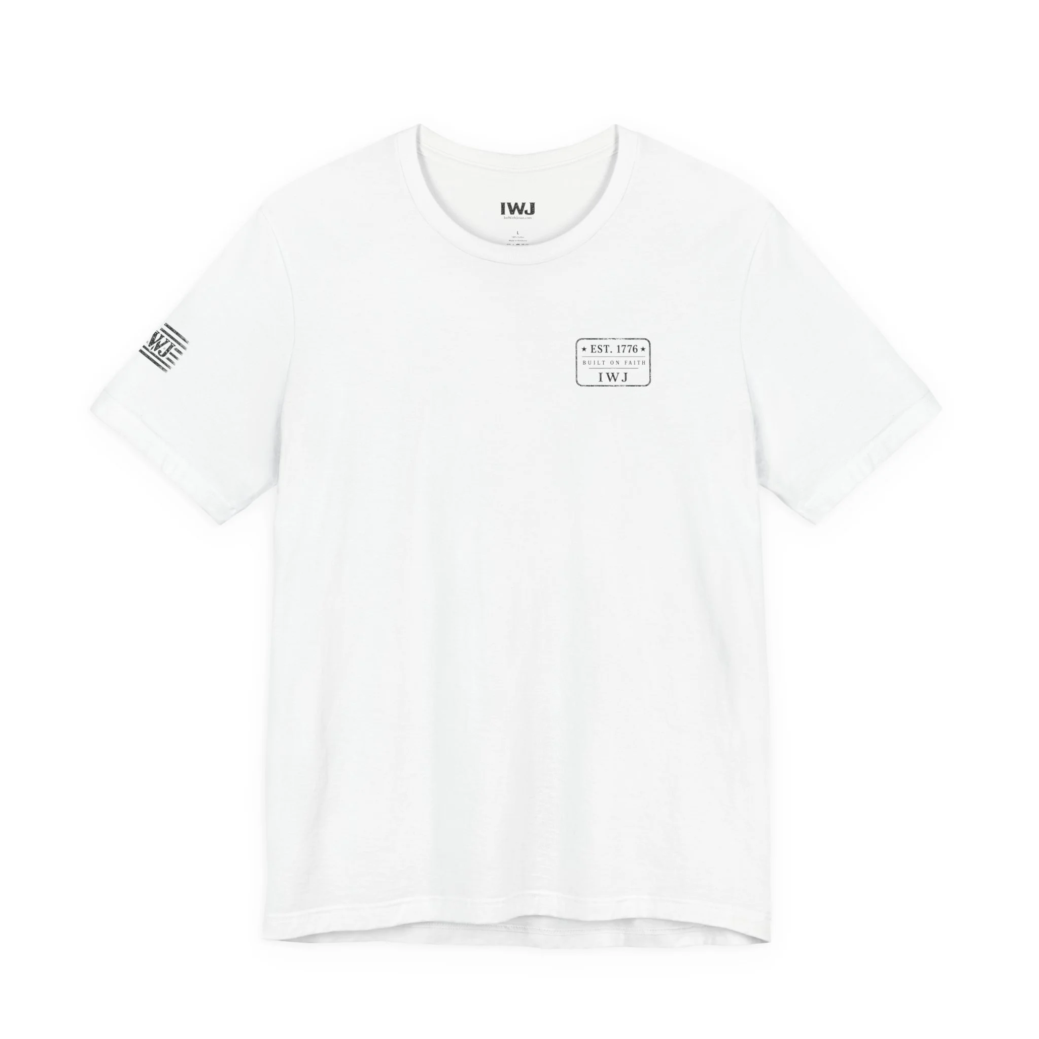 Built on Fatih IWJ USA T-Shirt | EST. 1776 Patriotic Faith Tee - Image 5