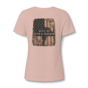 Built on Faith & Freedom | Women's V-Neck | IWJ Rebekah Line