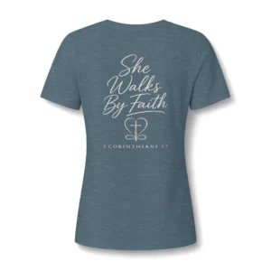She Walks Women's Christian V-Neck T-Shirt | IWJ Rebekah Line