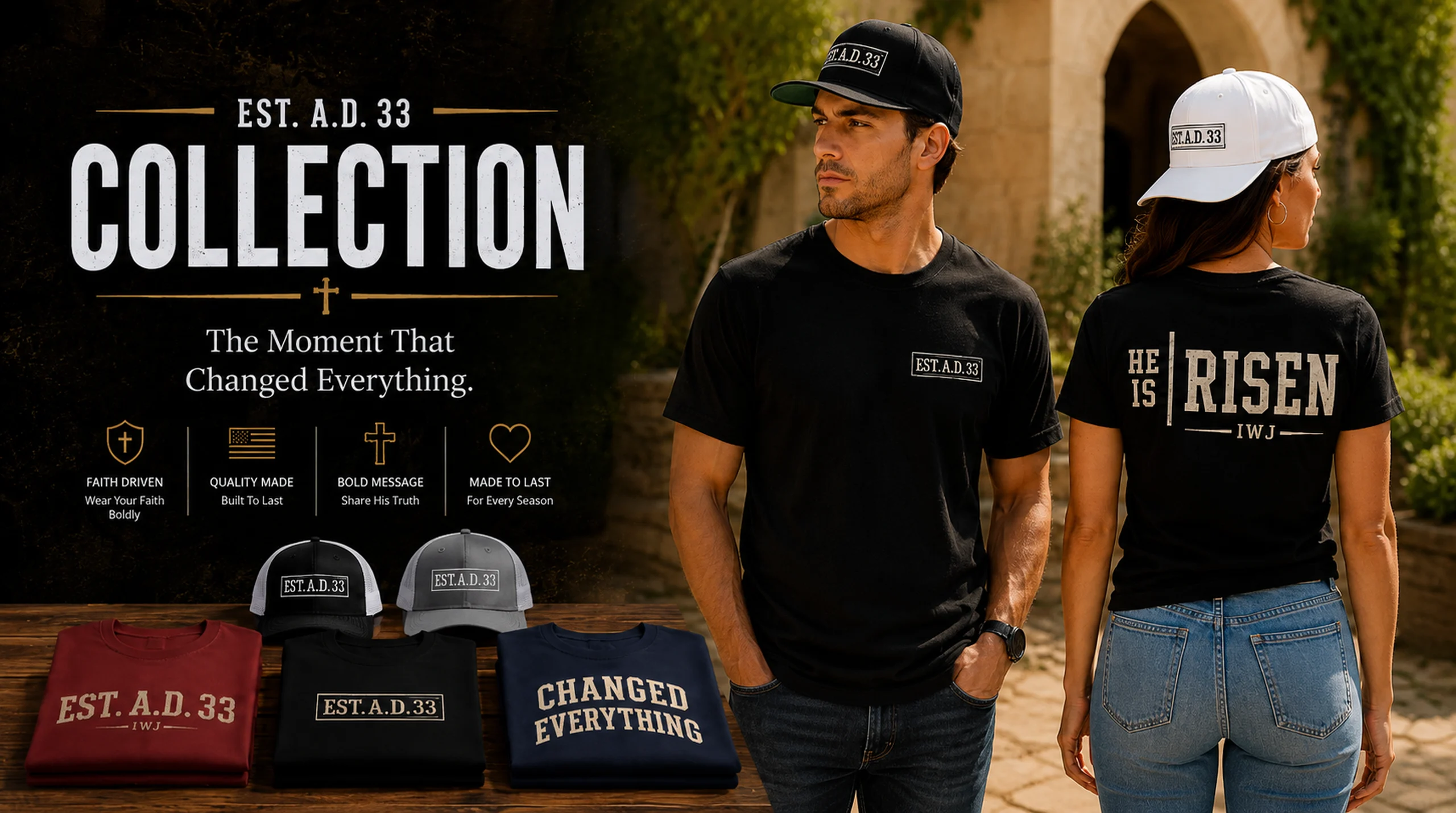 IWJ I'm With Jesus EST A.D. 33 Christian Apparel 1920