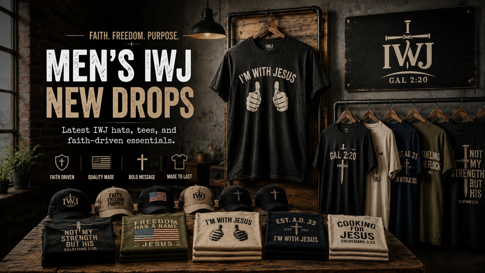 I'm With Jesus IWJ Christian Apparel Mens Collection