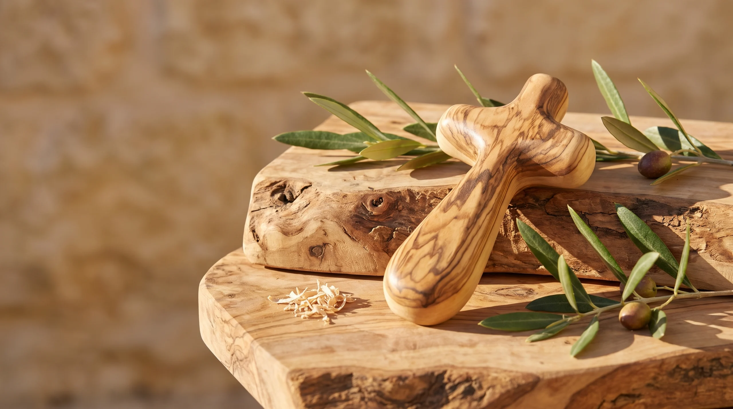 Olive Wood Palm Cross Handcrafted From Bethlehem Israel