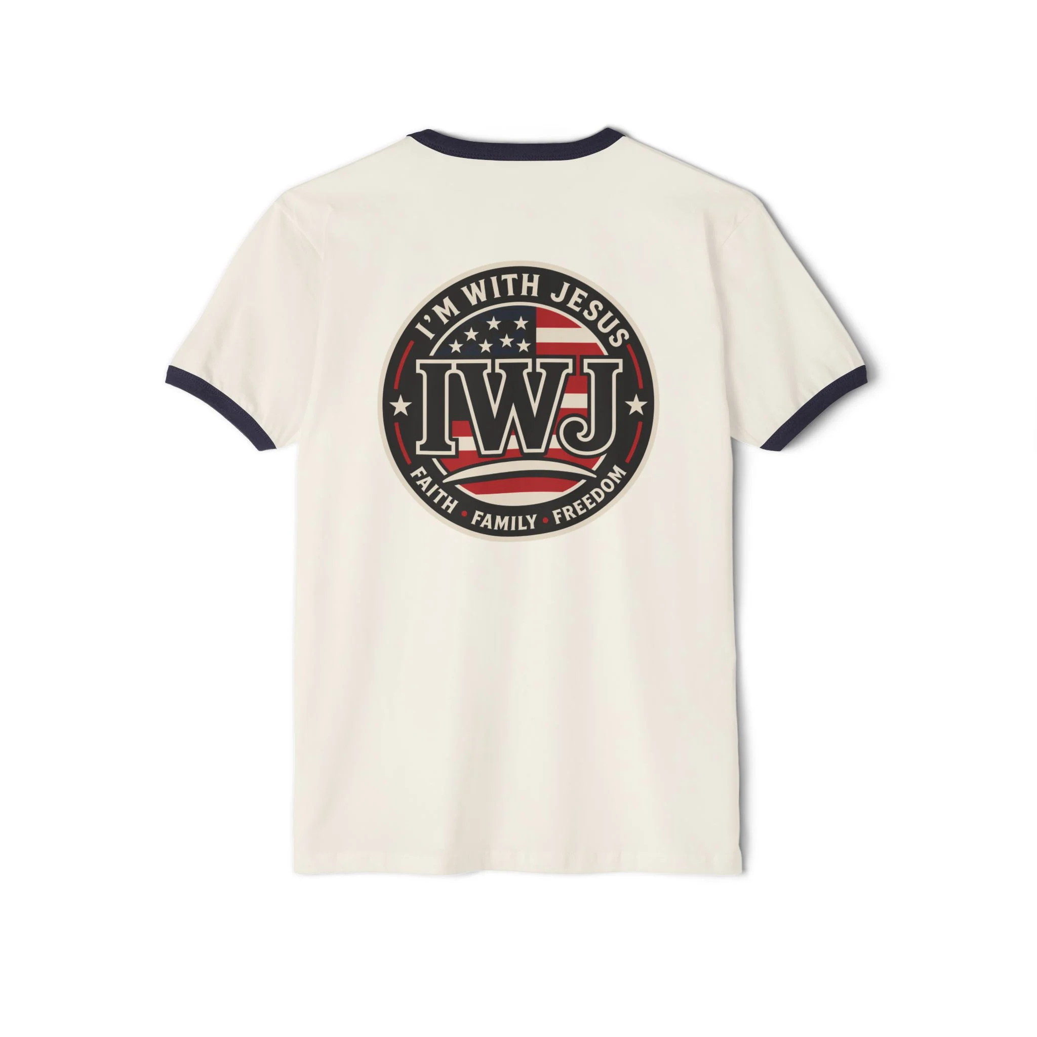 I’m With Jesus IWJ Ringer T-Shirt | USA Faith Family Freedom