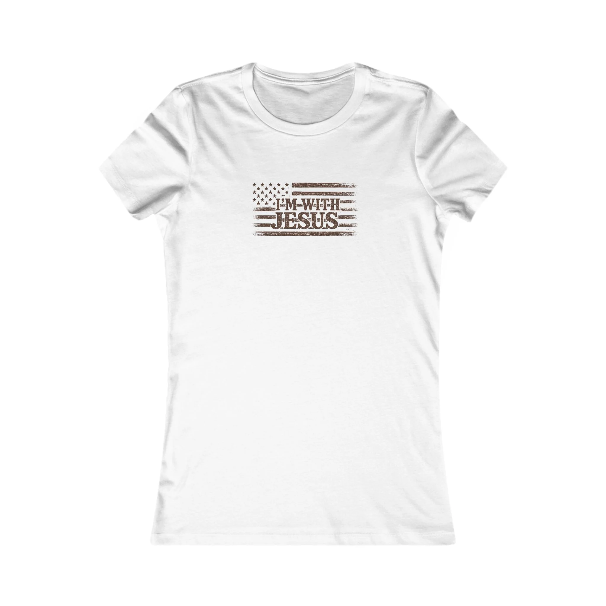 Women’s I'm With Jesus Flag Tee | Faith & Freedom Shirt | Front Graphic - Image 4