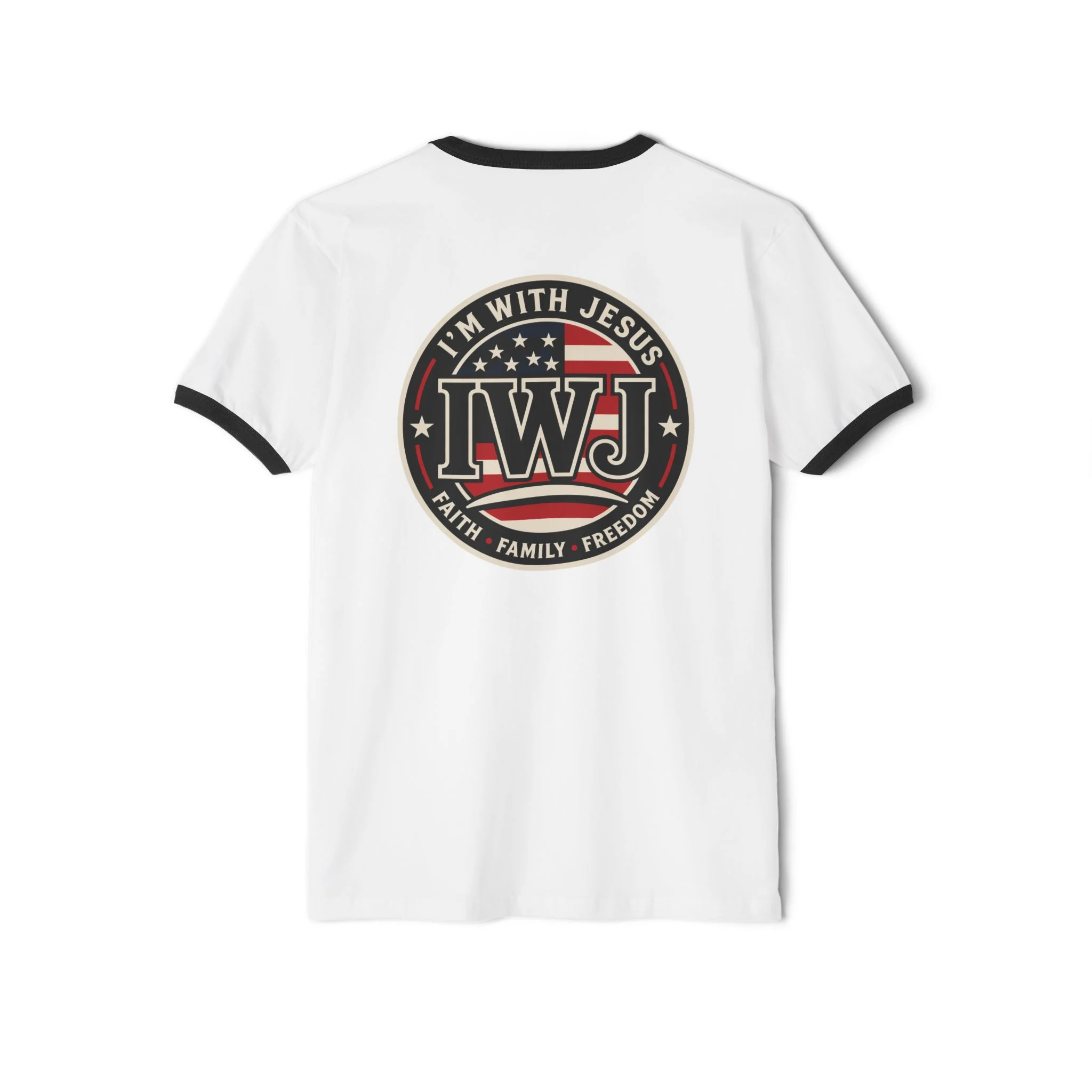 I’m With Jesus IWJ Ringer T-Shirt | USA Faith Family Freedom - Image 8