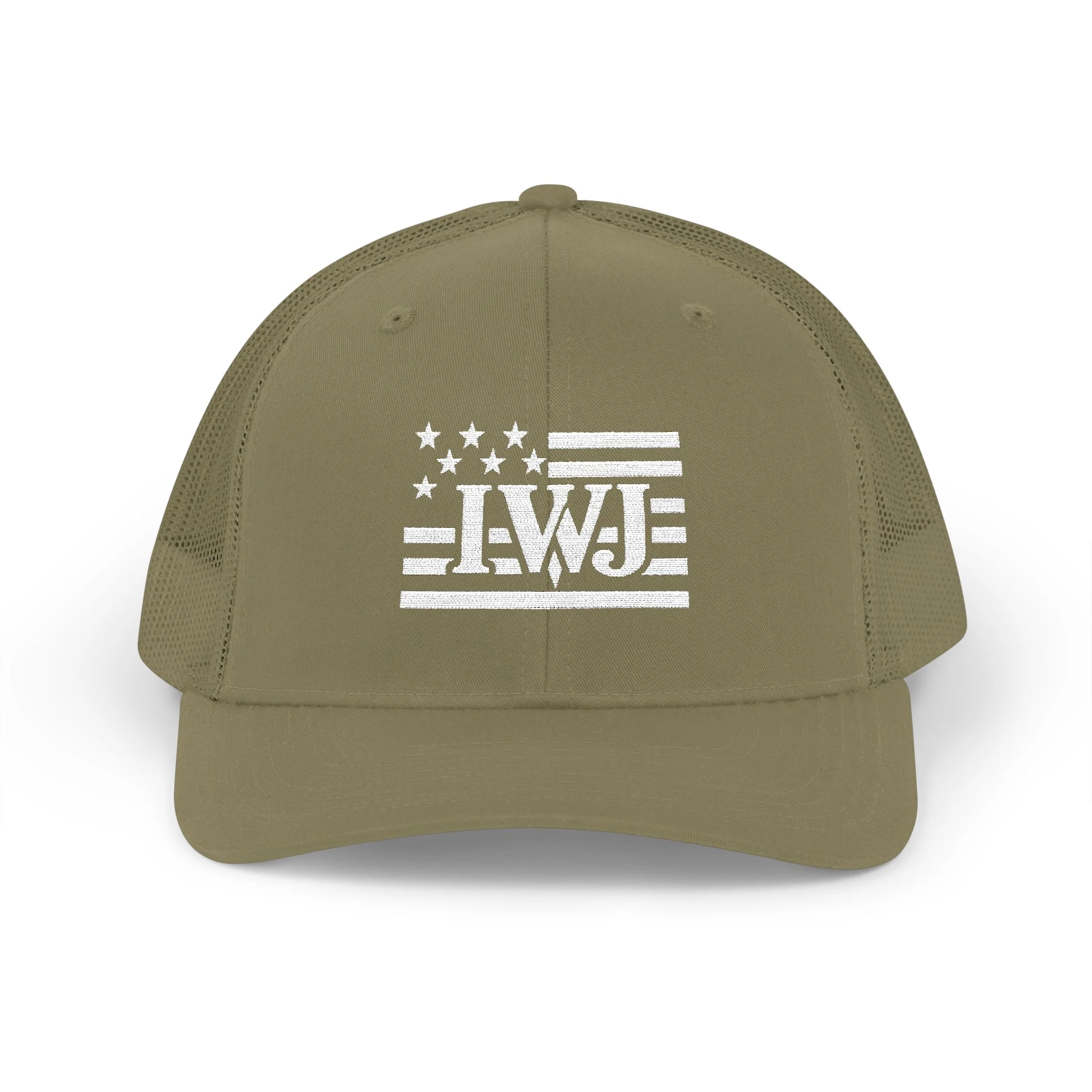 IWJ USA FLAG Trucker Hat | IWJ Patriot Mesh Cap | White Embroidered - Image 21