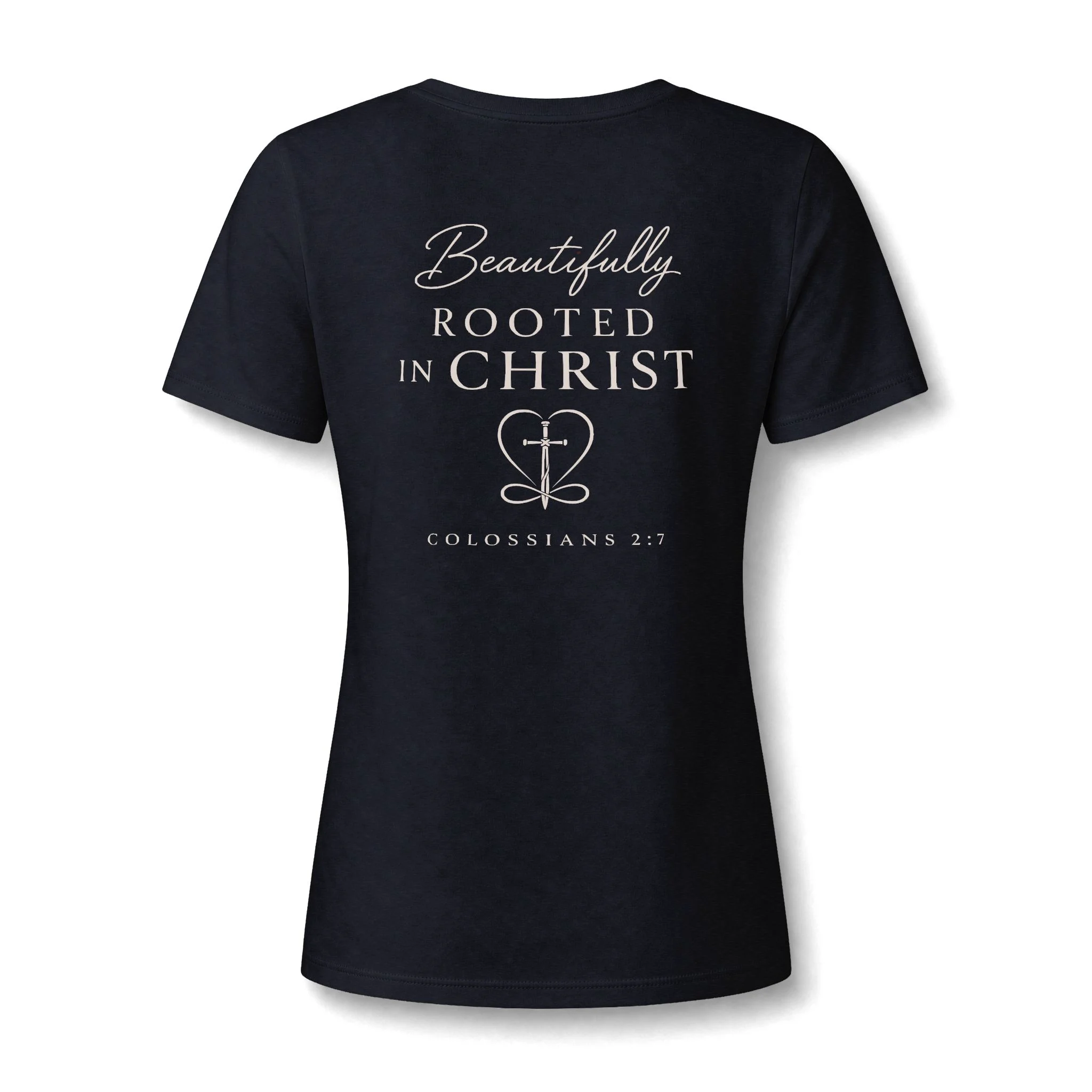 Beautifully Rooted In Christ | Women's V-Neck Christian T-Shirt | Rebekah Boutique Faith Apparel - Image 6