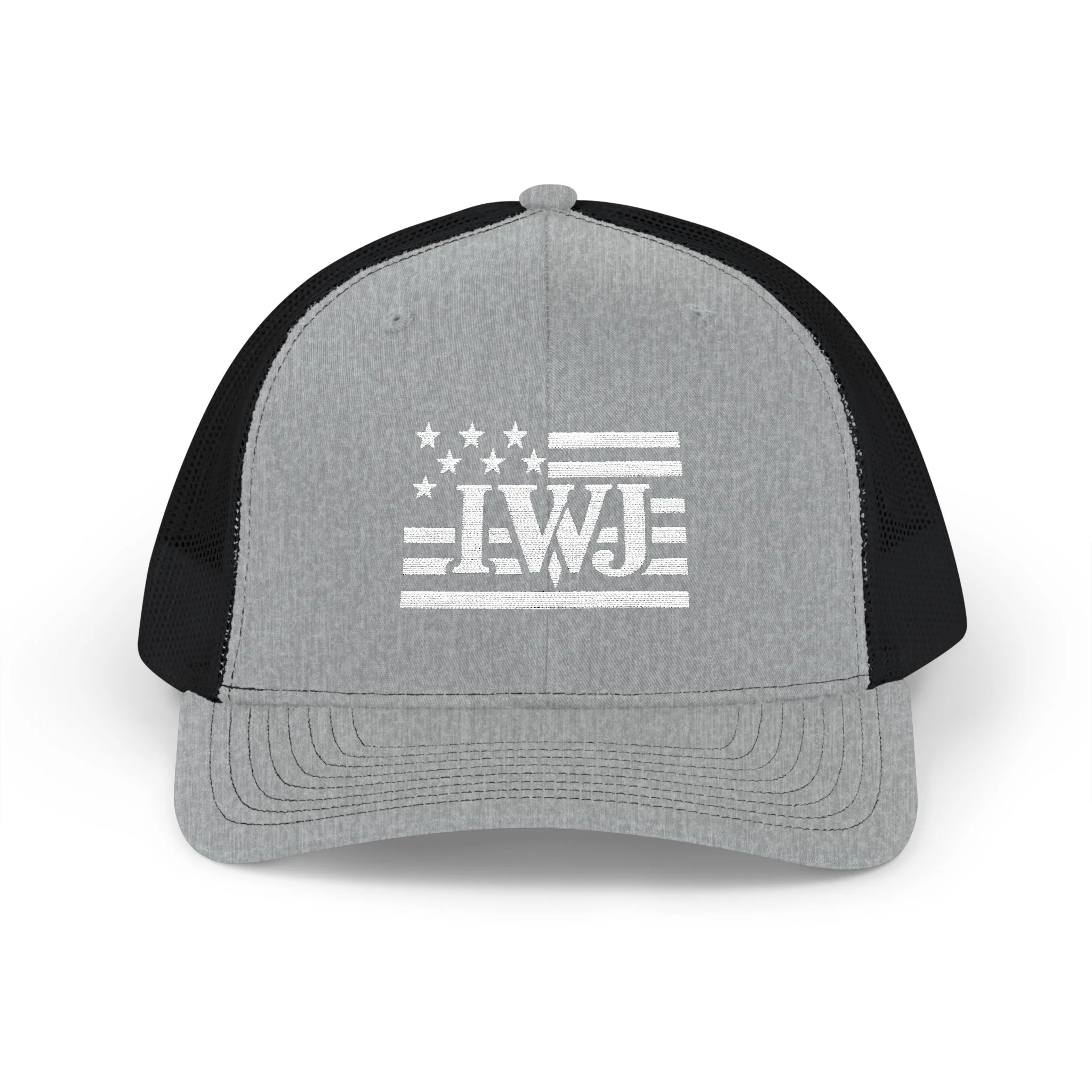 IWJ USA FLAG Trucker Hat | IWJ Patriot Mesh Cap | White Embroidered - Image 17