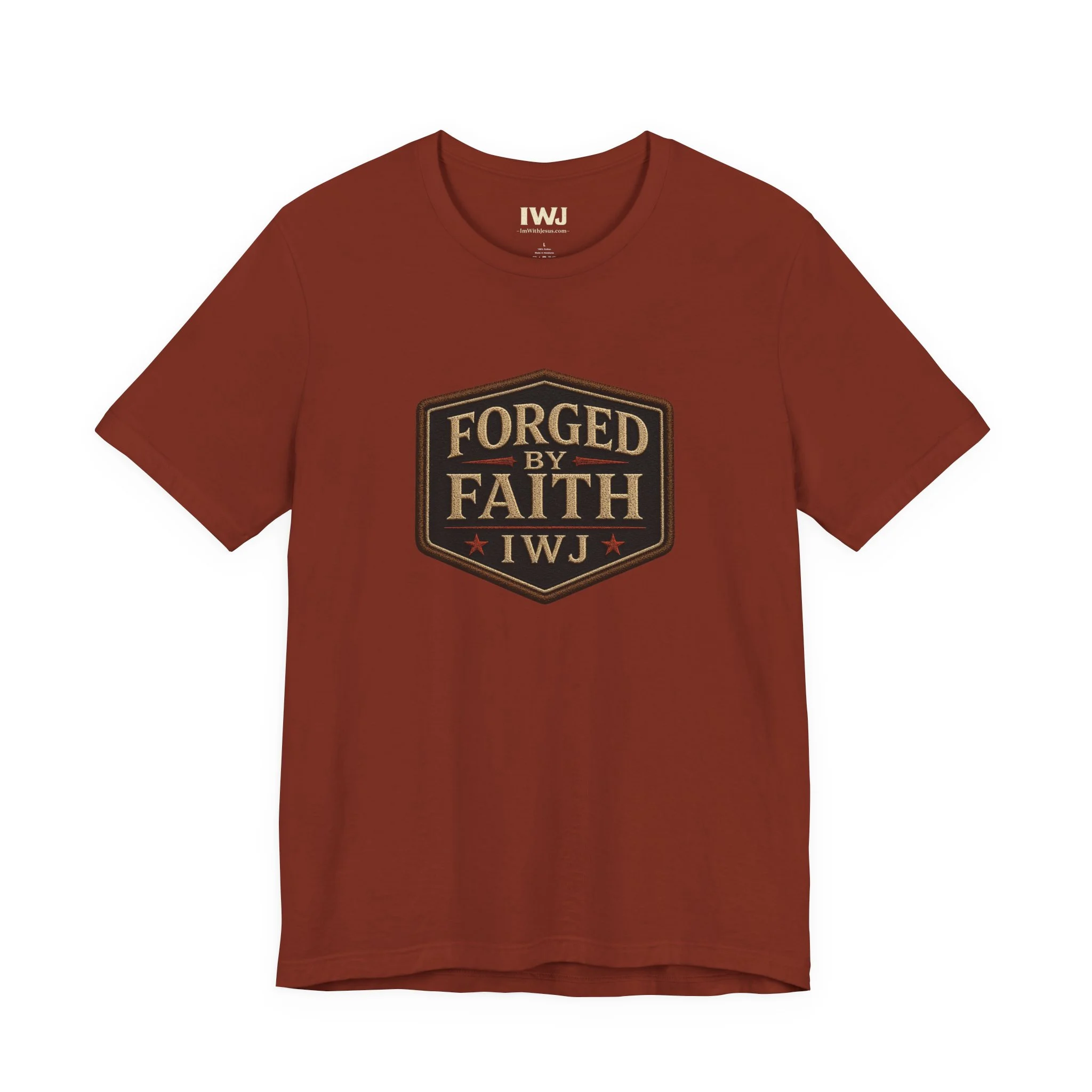 Forged By Faith Shield Tee | Premium IWJ Americana Graphic Shirt - Image 2