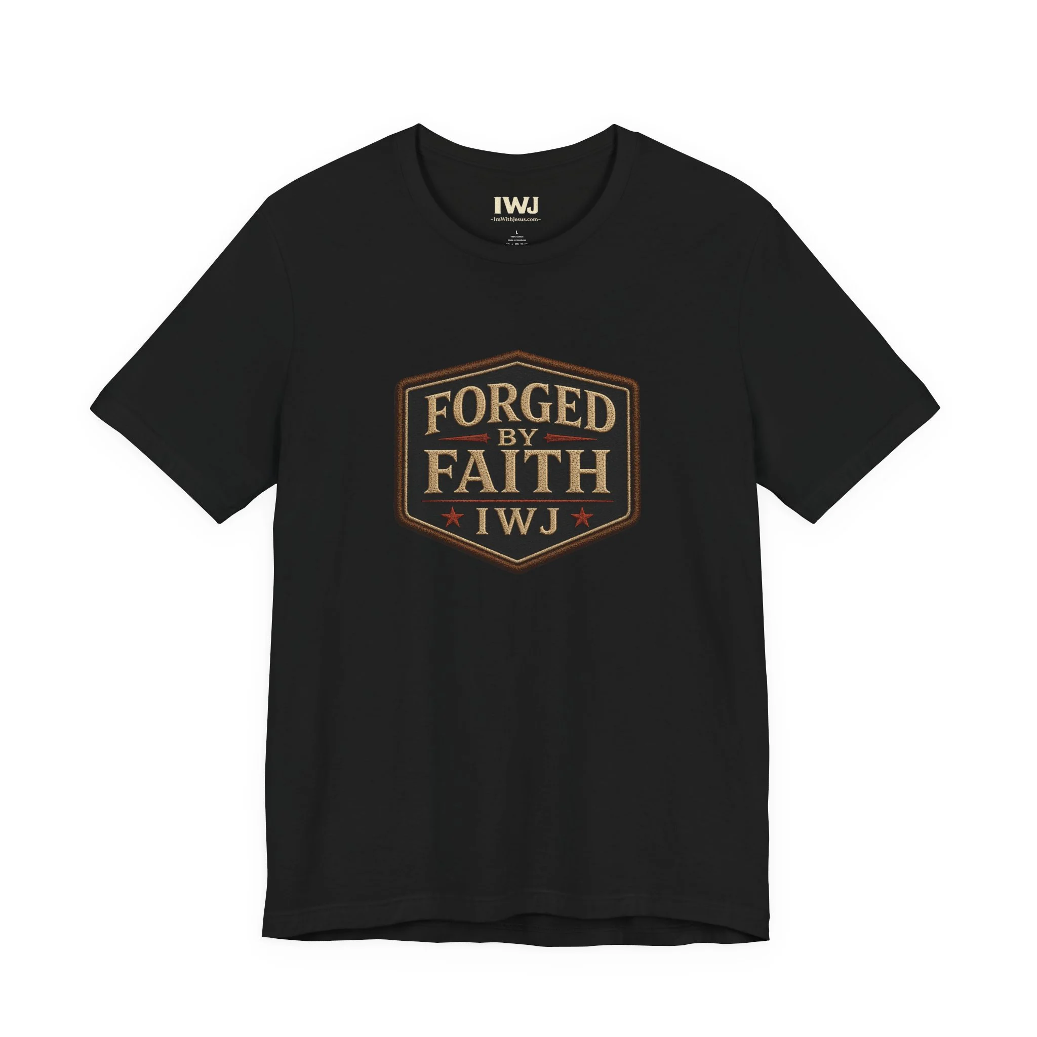 Forged By Faith Shield Tee | Premium IWJ Americana Graphic Shirt - Image 3