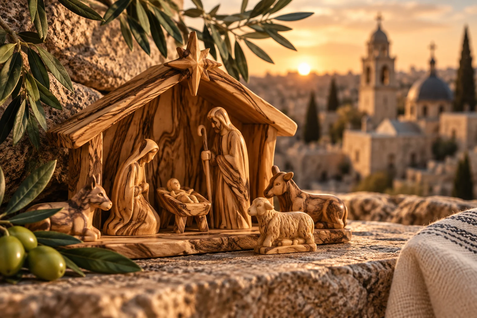 The Bethlehem Collection Nativity Olive Wood